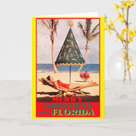 Vrolijk kerstfeest vanaf het strand kaart (Gele Bloem)