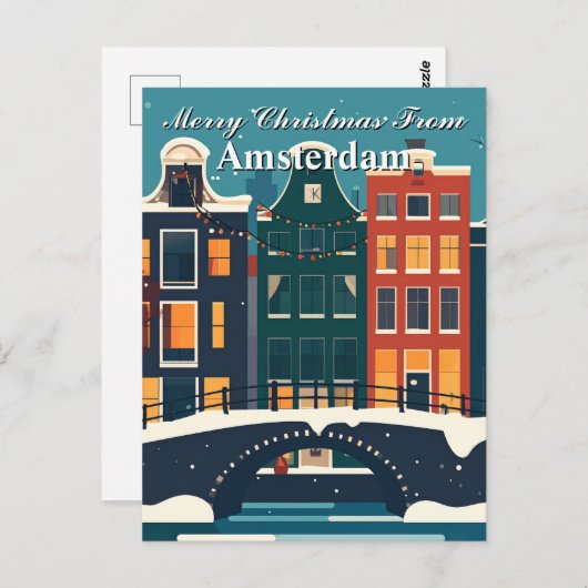 Vrolijk kerstfeest vanuit Amsterdam Canal Houses Briefkaart (Voorkant / Achterkant)