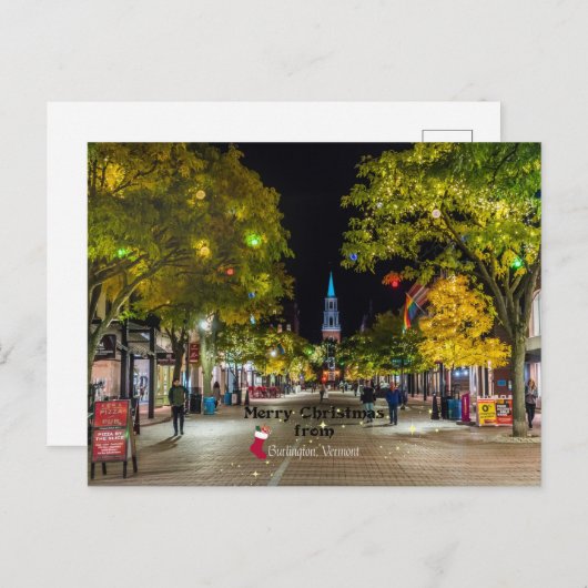 Vrolijk kerstfeest vanuit Burlington, VT Briefkaart (Voorkant / Achterkant)