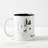 Vrolijk kerstfeest vanuit Canada in het bos Tweekleurige Koffiemok (Links)