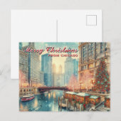 Vrolijk kerstfeest vanuit Chicago Holiday Briefkaa Feestdagenkaart (Voorkant / Achterkant)