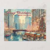 Vrolijk kerstfeest vanuit Chicago Holiday Briefkaa Feestdagenkaart (Voorkant)