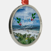 Vrolijk kerstfeest vanuit Clearwater Beach Metalen Ornament (Rechts)