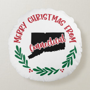 Vrolijk kerstfeest vanuit Connecticut US Red Green Rond Kussen
