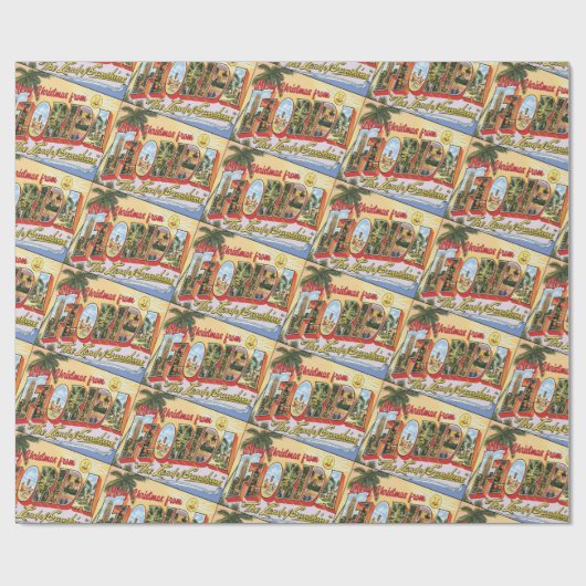 Vrolijk kerstfeest vanuit de  begroeting met Flori Cadeaupapier (Vlak)