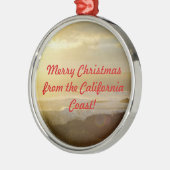 Vrolijk kerstfeest vanuit de Californische kust Metalen Ornament (Links)