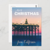 Vrolijk kerstfeest vanuit de Californische roze bl Briefkaart (Voorkant / Achterkant)