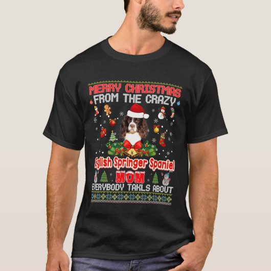 Vrolijk kerstfeest vanuit de Engelse Springer Span T-shirt (Voorkant)