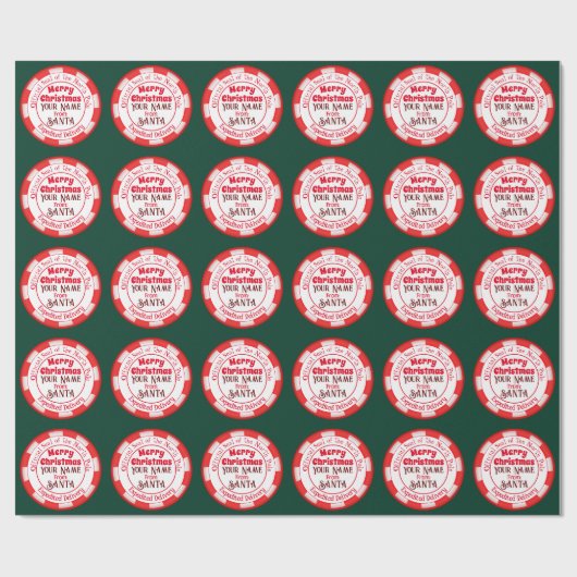 Vrolijk kerstfeest vanuit de kerstman cadeaupapier (Vlak)