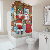 Vrolijk kerstfeest vanuit de kerstman douchegordijn (In situ)