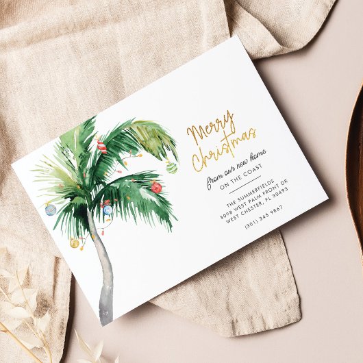 Vrolijk kerstfeest vanuit de kust aankondigingskaart