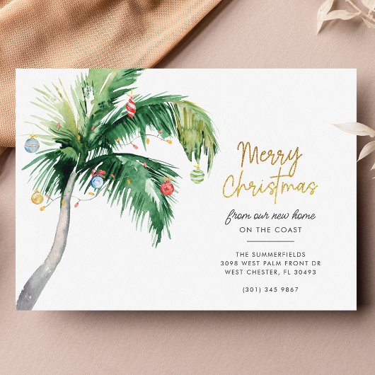 Vrolijk kerstfeest vanuit de kust aankondigingskaart