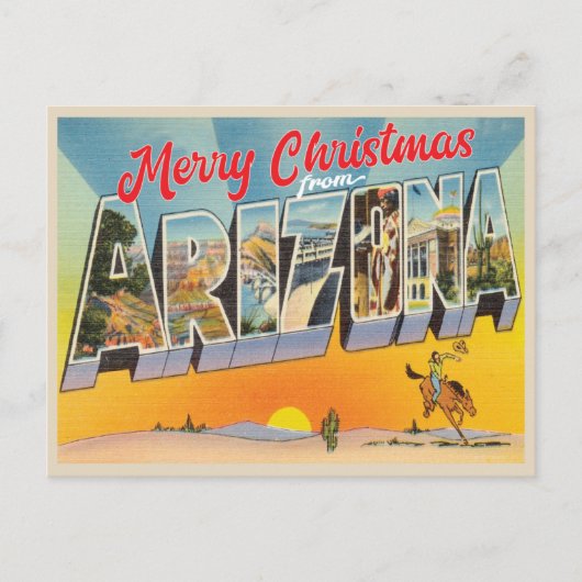 Vrolijk kerstfeest vanuit de vintage van Arizona Briefkaart (Voorkant)