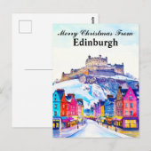Vrolijk kerstfeest vanuit Edinburgh Schotland Reiz Briefkaart (Voorkant / Achterkant)