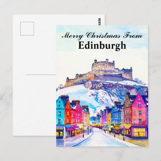 Vrolijk kerstfeest vanuit Edinburgh Schotland Reiz Briefkaart (Voorkant / Achterkant)