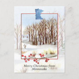 Vrolijk kerstfeest vanuit het winterlandschap van  briefkaart