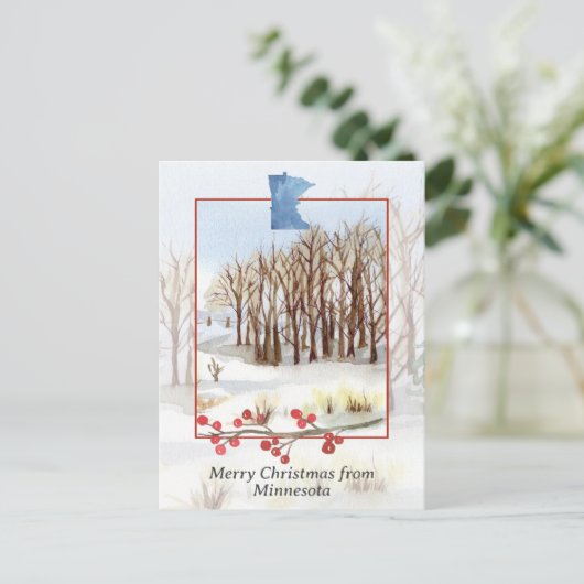 Vrolijk kerstfeest vanuit het winterlandschap van briefkaart (Staand voorkant)