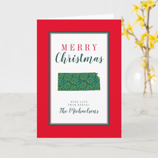 Vrolijk kerstfeest vanuit Kansas Kaart (Gele Bloem)