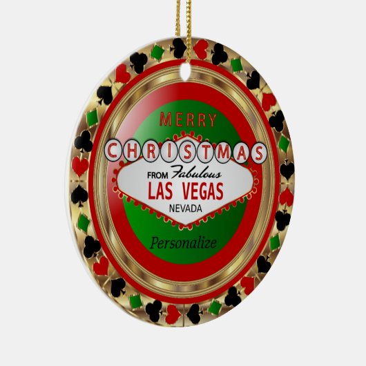 Vrolijk kerstfeest vanuit Las Vegas Keramisch Ornament (Rechts)