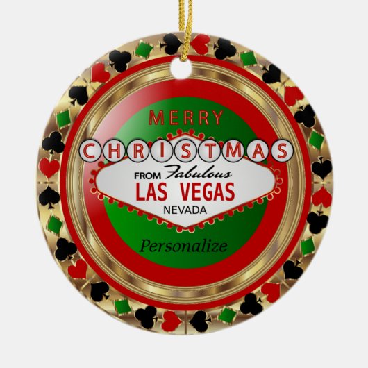 Vrolijk kerstfeest vanuit Las Vegas Keramisch Ornament (Voorkant)