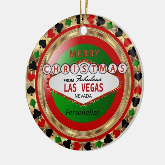 Vrolijk kerstfeest vanuit Las Vegas Keramisch Ornament (Links)