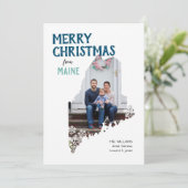Vrolijk kerstfeest vanuit Maine Feestdagenkaart (Staand voorkant)