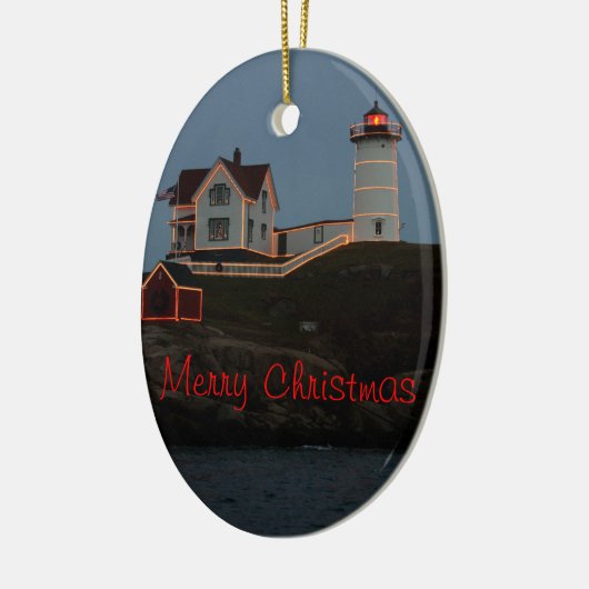 Vrolijk kerstfeest vanuit Maine Keramisch Ornament (Links)