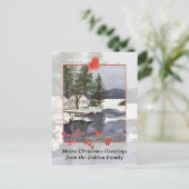 Vrolijk kerstfeest vanuit Maine Lake Cabin Feestdagenkaart (Staand voorkant)