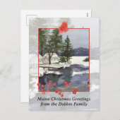 Vrolijk kerstfeest vanuit Maine Lake Cabin Feestdagenkaart (Voorkant / Achterkant)