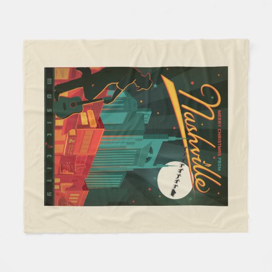 Vrolijk kerstfeest vanuit Nashville Fleece Deken (Voorkant (Horizontaal))