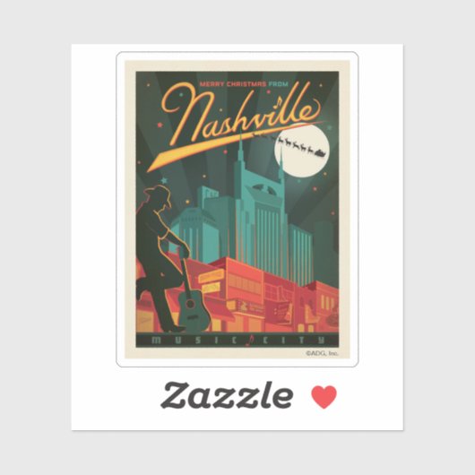 Vrolijk kerstfeest vanuit Nashville Sticker (Vel)