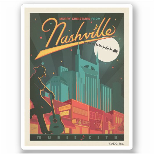 Vrolijk kerstfeest vanuit Nashville Sticker (Voorkant)