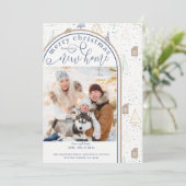 Vrolijk kerstfeest vanuit New Home Doodle Tree Hou Aankondiging (Staand voorkant)