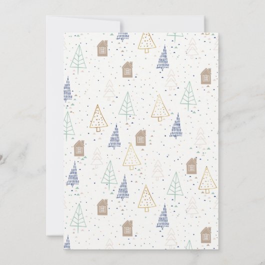 Vrolijk kerstfeest vanuit New Home Doodle Tree Hou Aankondiging (Achterkant)