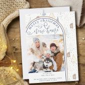 Vrolijk kerstfeest vanuit New Home Doodle Tree Hou Aankondiging