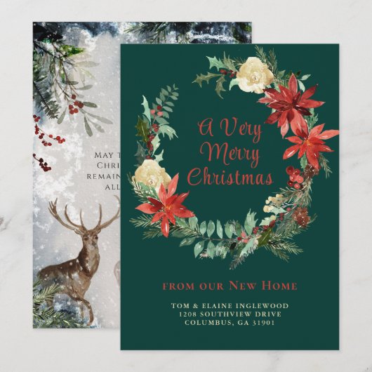 Vrolijk kerstfeest vanuit New Home Feestdagenkaart (Voorkant / Achterkant)