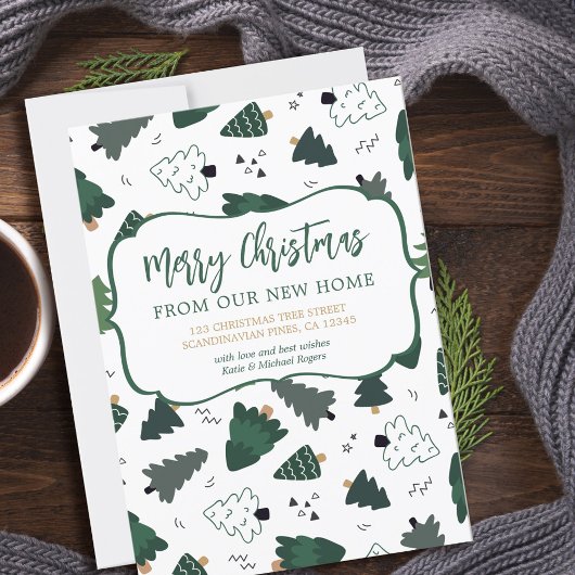 Vrolijk kerstfeest vanuit New Home-kerstbomen Aankondiging