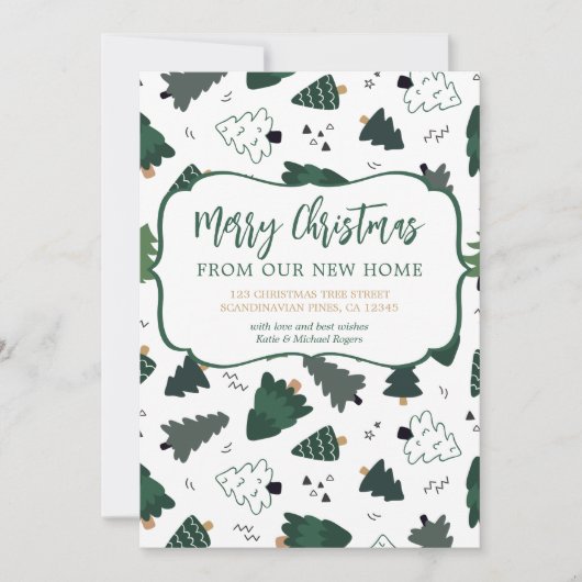 Vrolijk kerstfeest vanuit New Home-kerstbomen Aankondiging (Voorkant)