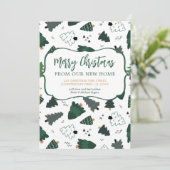 Vrolijk kerstfeest vanuit New Home-kerstbomen Aankondiging (Staand voorkant)