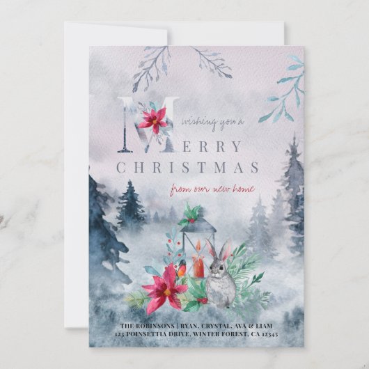 Vrolijk kerstfeest vanuit New Home Misty Winter Fo Aankondiging (Voorkant)