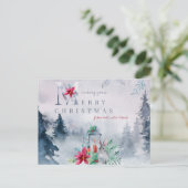 Vrolijk kerstfeest vanuit New Home Misty Winter Fo Feestdagenkaart (Staand voorkant)