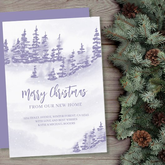 Vrolijk kerstfeest vanuit New Home Paarse Forest M Aankondiging