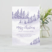 Vrolijk kerstfeest vanuit New Home Paarse Forest M Aankondiging (Staand voorkant)