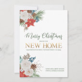 Vrolijk kerstfeest vanuit New Home Poinsettia en P Aankondiging (Voorkant)