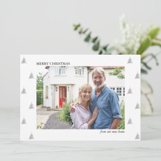 Vrolijk kerstfeest vanuit New Home Simple Photo Mo Aankondiging (Staand voorkant)