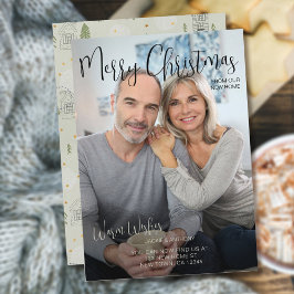 Vrolijk kerstfeest vanuit New Home Vertical Photo Feestdagenkaart