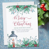 Vrolijk kerstfeest vanuit New Home Waterverf Holly Aankondiging