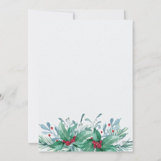 Vrolijk kerstfeest vanuit New Home Waterverf Holly Aankondiging (Achterkant)