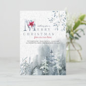 Vrolijk kerstfeest vanuit New Home Winter Forest M Aankondiging (Staand voorkant)