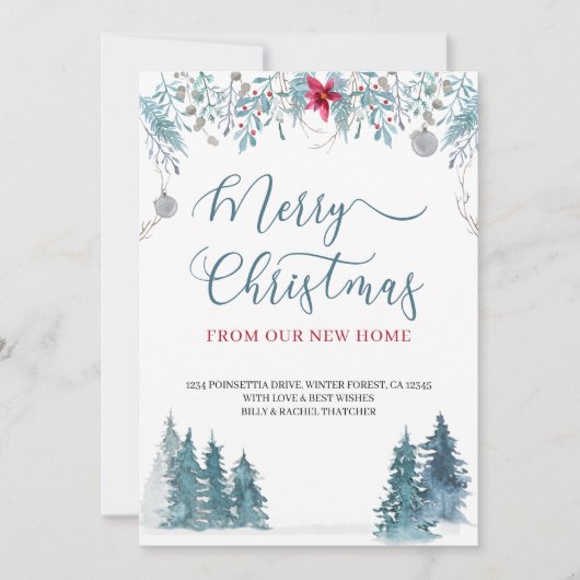 Vrolijk kerstfeest vanuit New Home Winter Forest M Aankondiging (Voorkant)